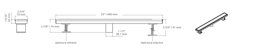 DESAGÜE LINEAL 2 EN 1 MATE 60 cm