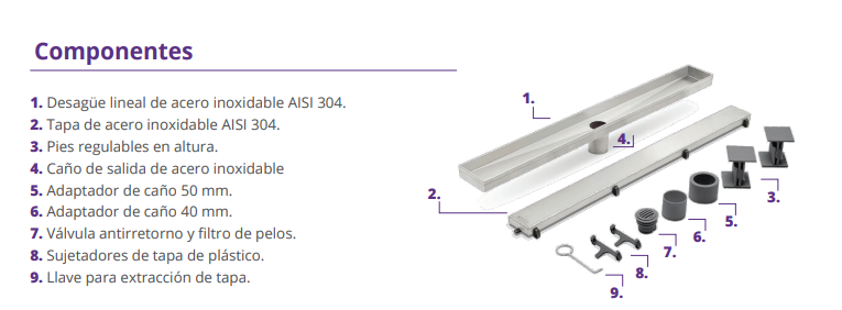 DESAGÜE LINEAL 2 EN 1 MATE 60 cm