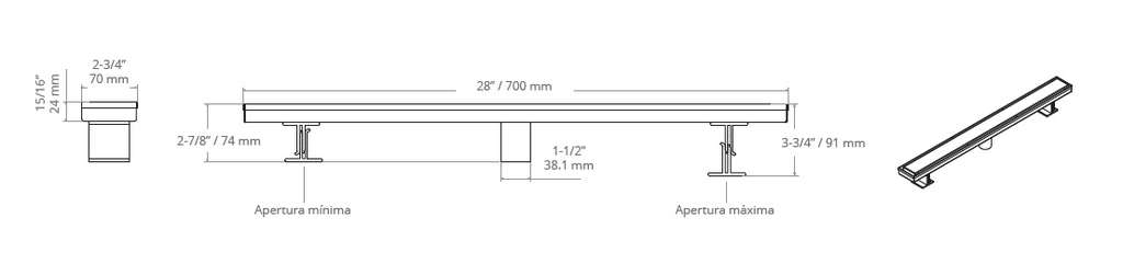 DESAGÜE LINEAL 2 EN 1 MATE 70 cm