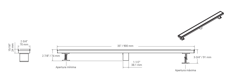 DESAGÜE LINEAL 2 EN 1 MATE 90 cm