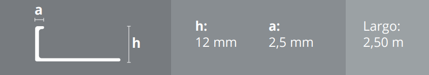 ALUMINIO VARILLA EN L 12 mm x 2,5m CARBÓN