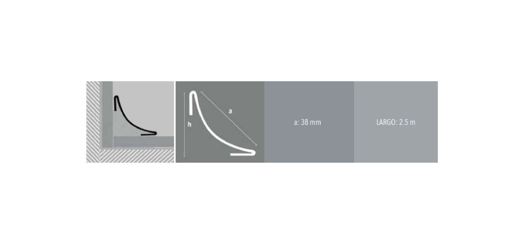 ACERO INOX. ZÓCALO SANIT. RETROFIT 38mm x 2,5m BRI