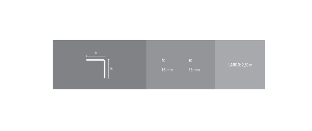 ALUMINIO TAPACANTO 16x16mm x 2,5m CROMO BRI