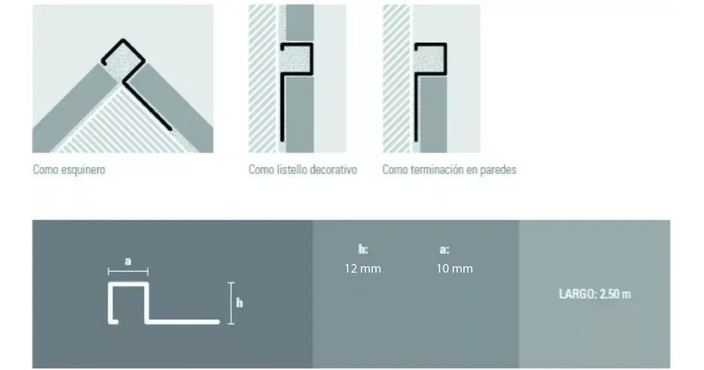 ALUMINIO GUARD. QUADRA 12x10mm x2,5m CROMO MATE