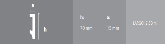 EPS ZÓCALO PLAIN 70mm x 2,5m BLANCO TEXTURADO