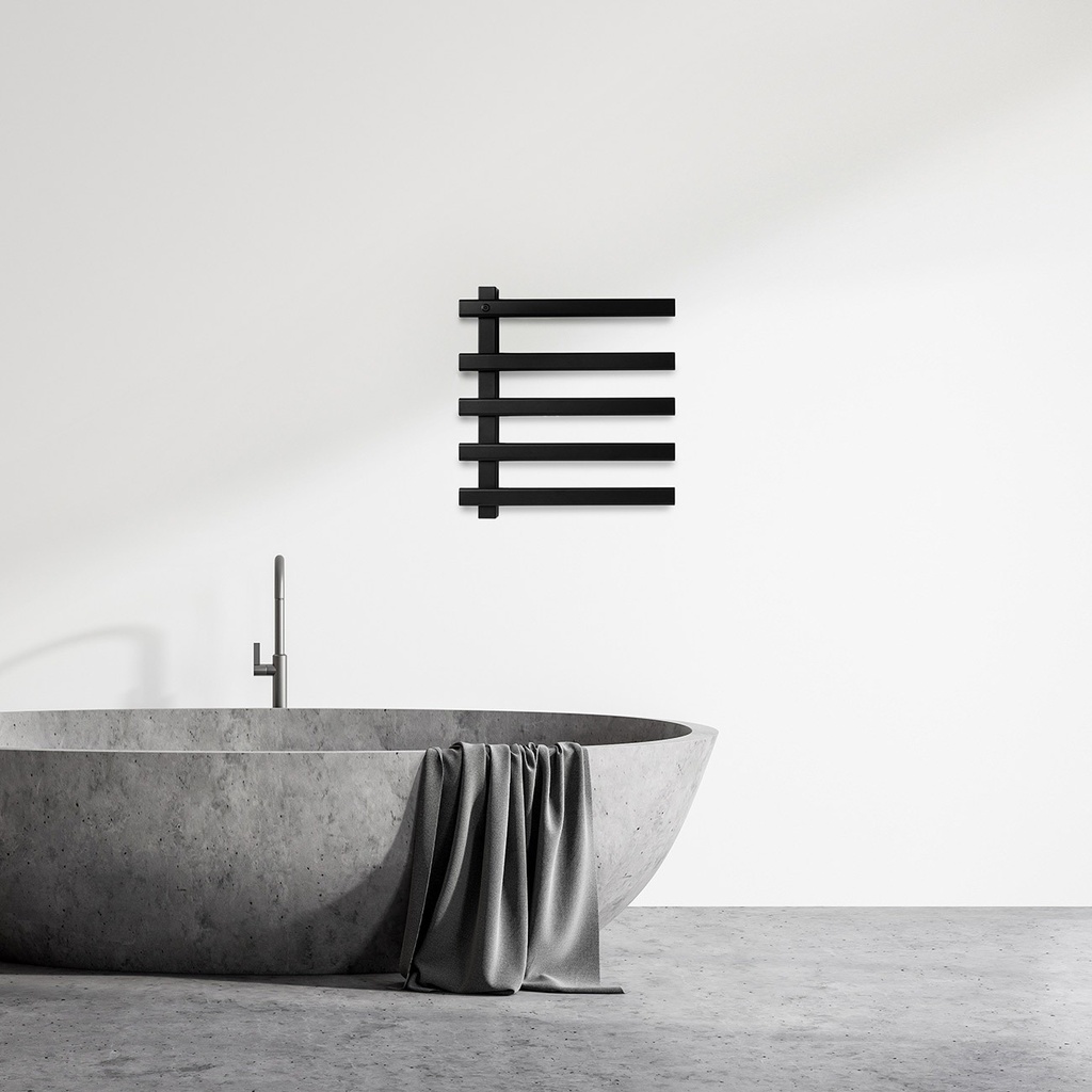 TOALLERO ELÉCTRICO JET 530mm x 480mm x 50mm ACERO NEGRO MATE