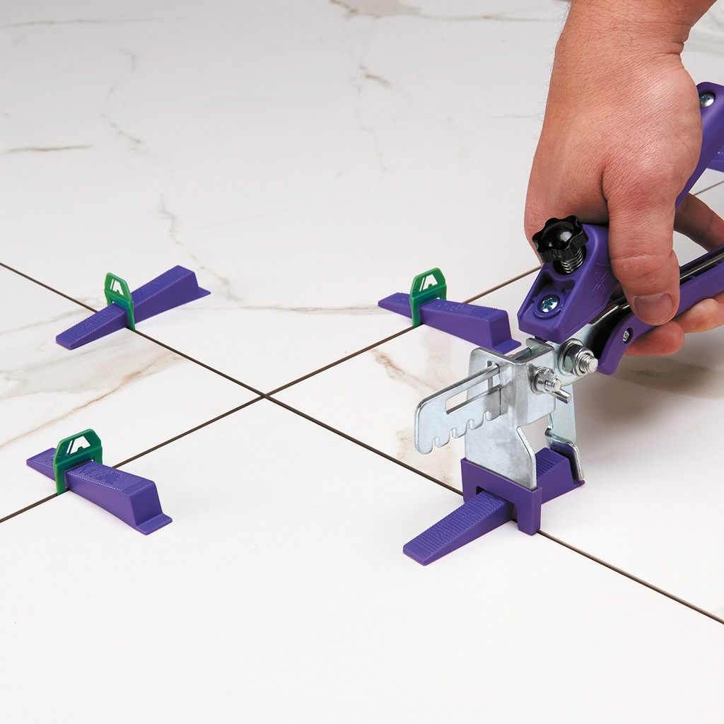 ESPACIADOR AUTONIVELANTE 1,0 mm CLIP SLIM VERDE CON LOGO - PAQ x 150 PCS