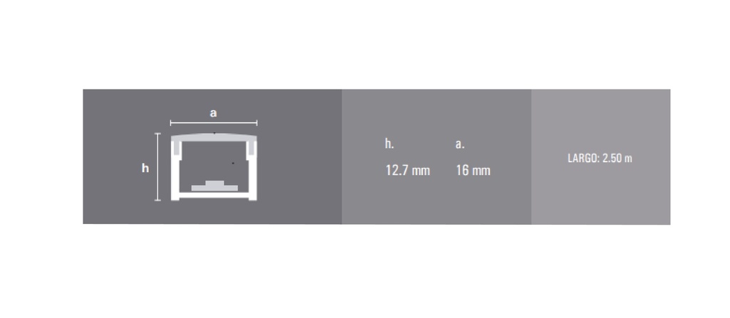 LUMIERE LISTELLO LED SIMPLE x 2,5m CROMO MATE