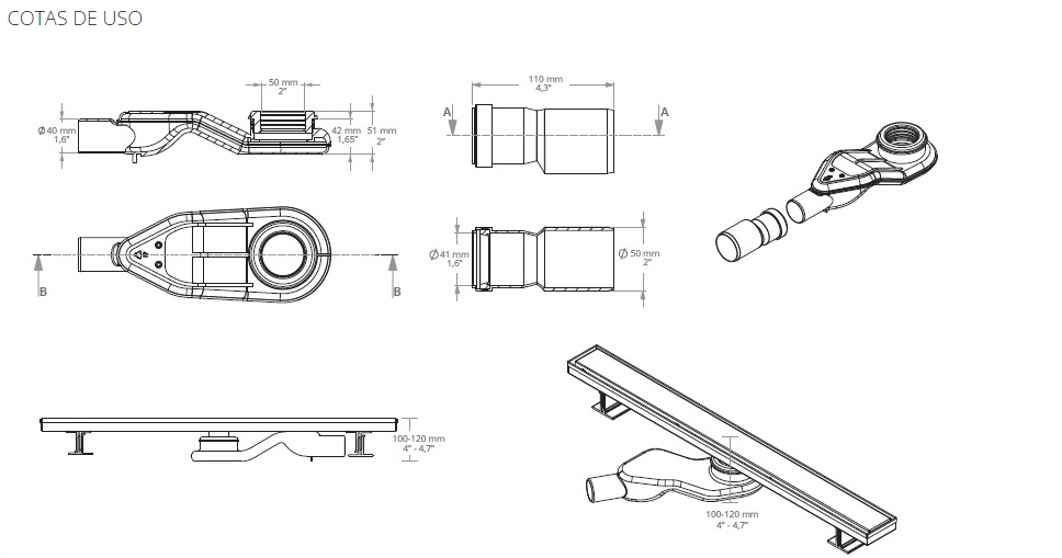 SIFÓN 360° CON ACOPLE 40/50 mm
