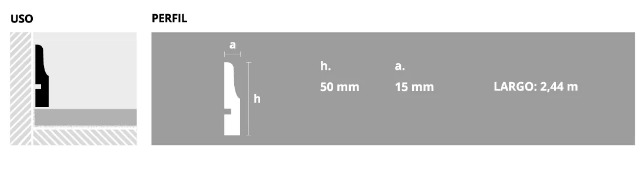 EPSILON CONTRAMARCO SOFT 50mm x 15mm x 2,44m NEGRO MATE