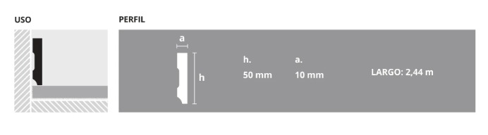 EPSILON ZÓCALO/CONTRAMARCO SQUARE 50mm x 10mm x 2,44m ROBLE NATURAL