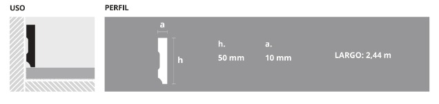 EPSILON ZÓCALO/CONTRAMARCO SQUARE 50mm x 10mm x 2,44m ROBLE OSCURO