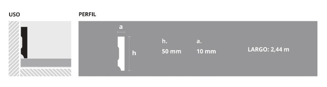 EPSILON ZÓCALO/CONTRAMARCO SQUARE 50mm x 10mm x 2,44m NOGAL
