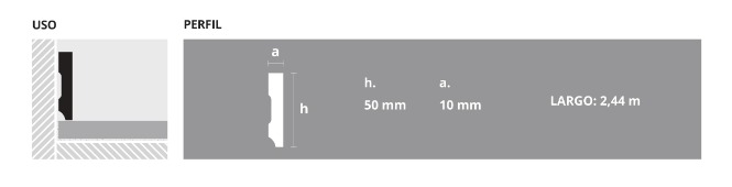 EPSILON ZÓCALO/CONTRAMARCO SQUARE 50mm x 10mm x 2,44m ROBLE GRIS