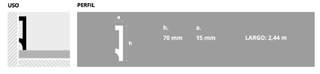 EPSILON ZÓCALO PLAIN 70mm x 15mm x 2,44m ROBLE NATURAL