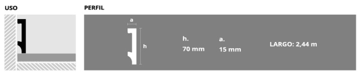 EPSILON ZÓCALO PLAIN 70mm x 15mm x 2,44m ROBLE OSCURO