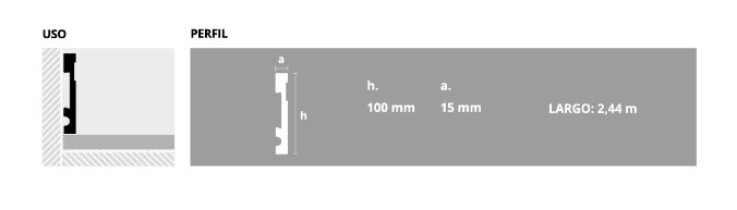 EPSILON ZÓCALO EXTRA LINE 100mm x 15mm x 2,44m BLANCO MATE