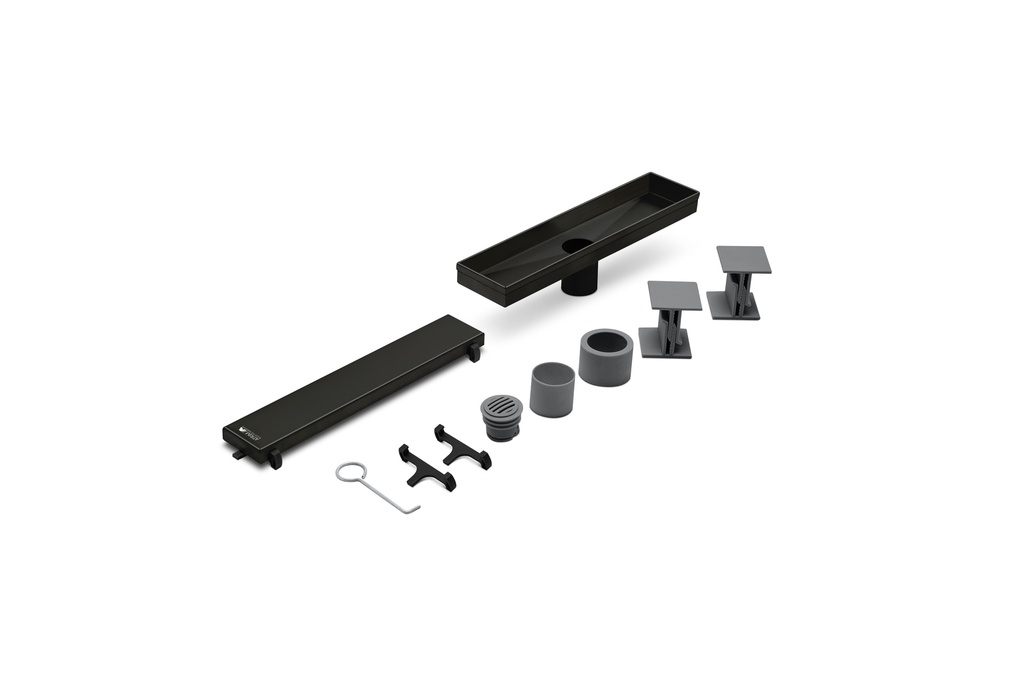 Desagüe Ducha Baño Rejilla 30cm Negro Mate Atrim Acero Inox.