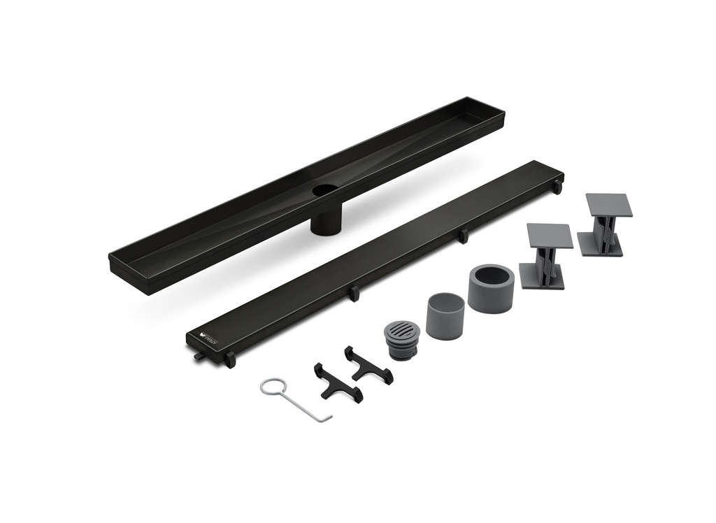 Desagüe Ducha Baño Rejilla 70cm Negro Mate Atrim Acero Inox.