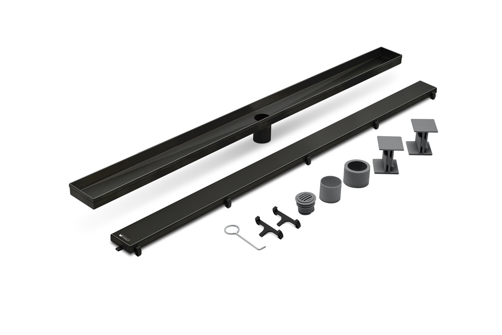 Desagüe Ducha Baño Rejilla 90cm Negro Mate Atrim Acero Inox.