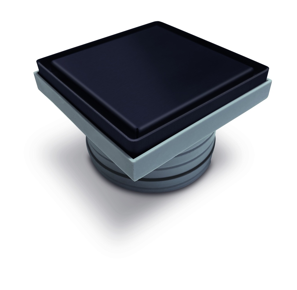 LAGOON SERIES - REJILLA PARA PILETA DE PATIO. ABS.SST 2EN1 NEGRO MATE  12x12 cm